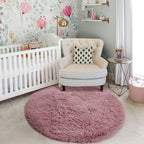 Blush Fluffy Round Rug 5Ft for Bedroom, Fuzzy Plush Circle Area Rugs for Baby - Image 5