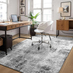 Living Room Rug 5x7 Gray Area Rug Machine Washable Boho Rug Non Slip Abstract - Image 3