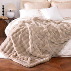 Ultra Soft Cozy Faux Fur Throw Blanket, Fuzzy Plush Thick Bubble Blanket by blunique