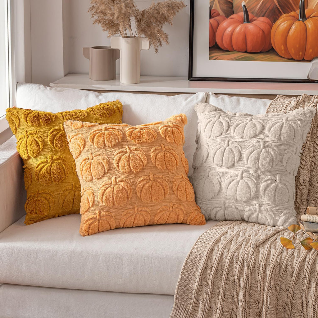 MIULEE Fall Pillow Covers Pumpkin Fall Decor 18x18 Beige