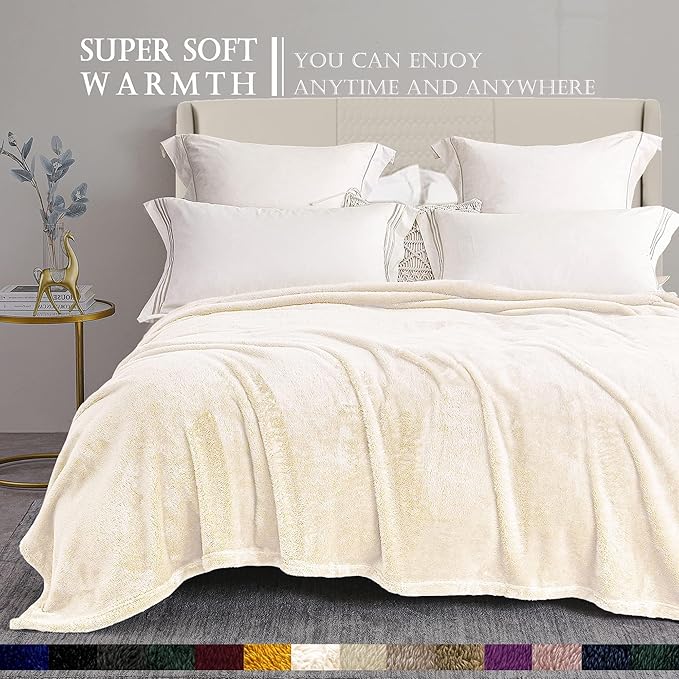 Exclusivo Mezcla Plush Fuzzy Fleece Bed Blanket Queen Size, Super Soft - Image 4