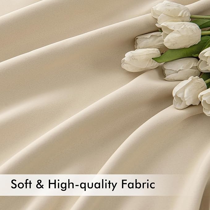 MIULEE Cream Beige Back Tab Light Blocking Curtains 95 Inch Length 2 Panels Set - Image 6