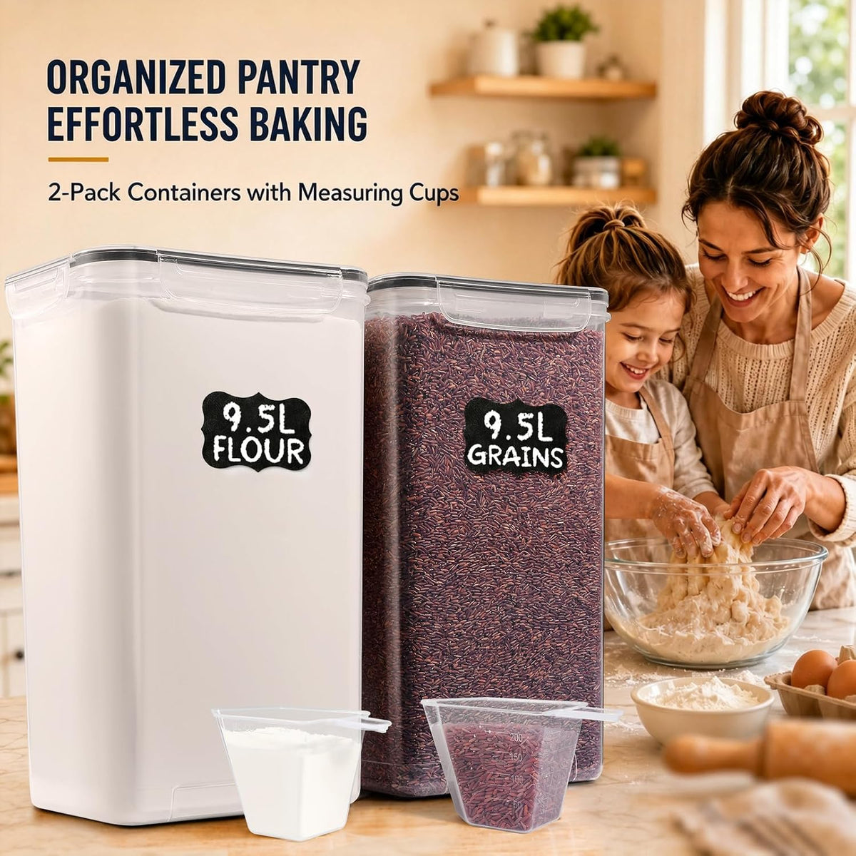 Gorpuire 2-Pack (9.5L | 321 Oz) Extra Large Bulk Food Storage Containers