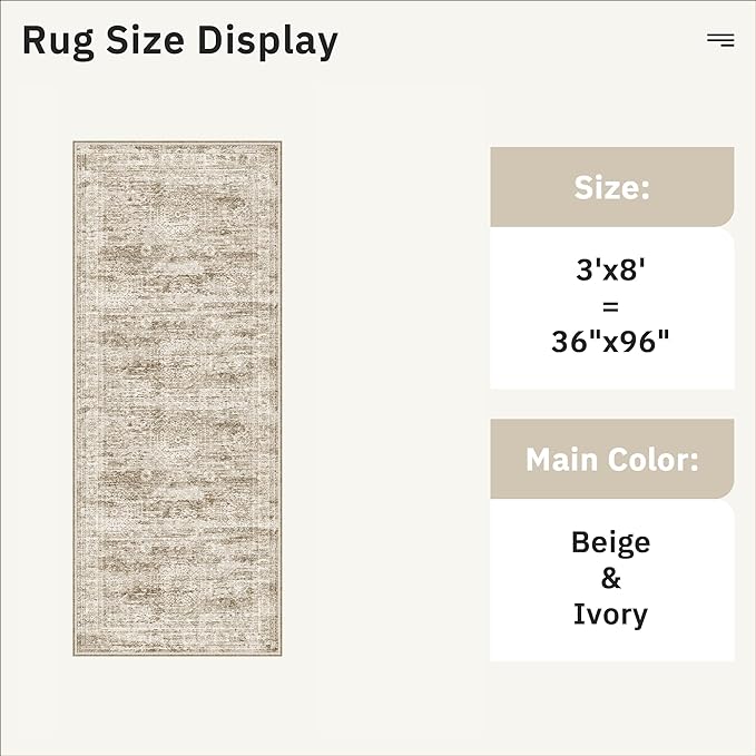 Runner Rug 3x8 Washable Non-Slip Hallway Runner Rugs - Image 5