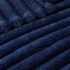 Exclusivo Mezcla Queen Size Flannel Fleece Blanket, Super Soft Striped Jacquard - Image 4