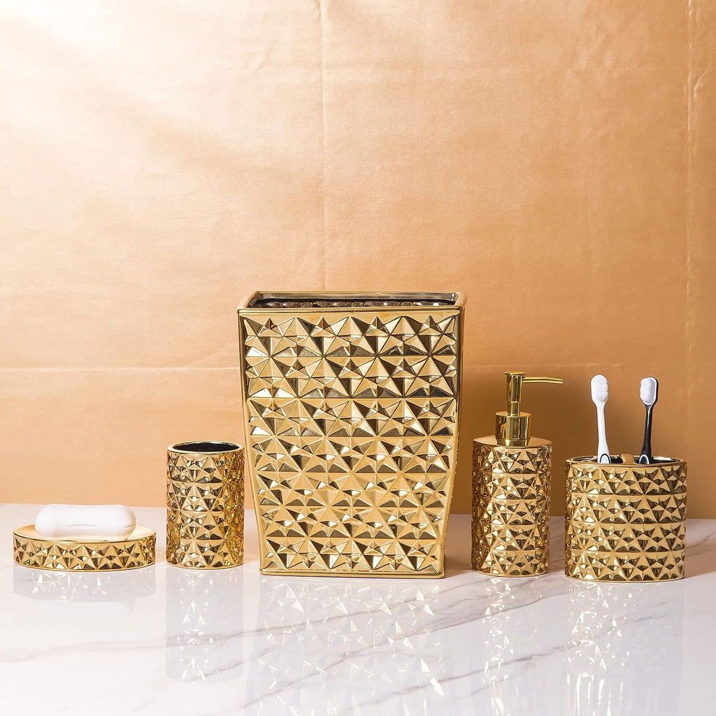 Goldenr Ceramic Bathroom Accessories Set Complete, Modern Decor,4PCS