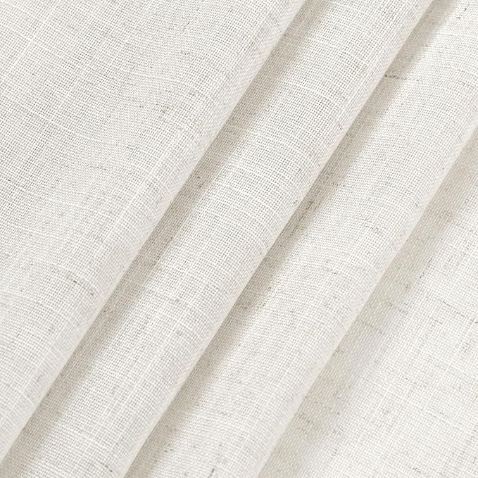 Beige White Linen Curtains for Living Room Extra Long 110 Inches Long Back Tab - Image 9