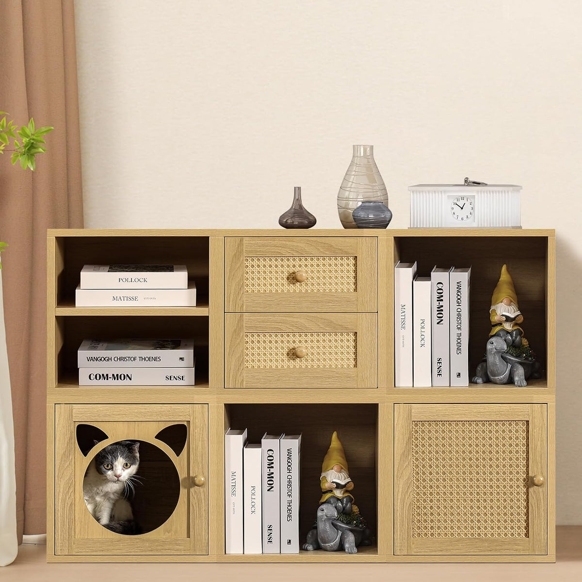 FUSUNBAO Magic DIY Cube Storage Organizer Stackable Cubes for Home Books Clothes Toy -Modular Cubby Storage System -Closet Organizer -Bookcase Closet (Yellow Oak, 1 Layer Cube)