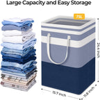 HomeHacks 2 Pack Large Laundry Baskets, Laundry Hampers Bags (Blue 75Lx2)