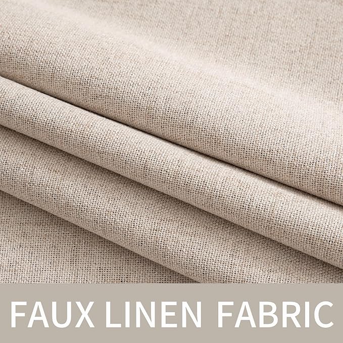 MIULEE 100% Blackout Linen Texture Curtains Soild Thermal Insulated Natural - Image 5