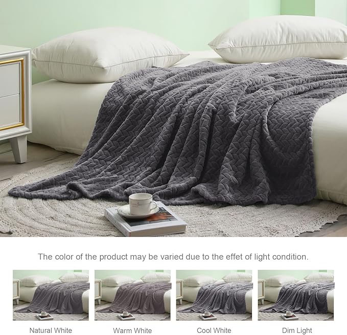 Exclusivo Mezcla Dark Grey Fleece Throw Blanket - Image 4