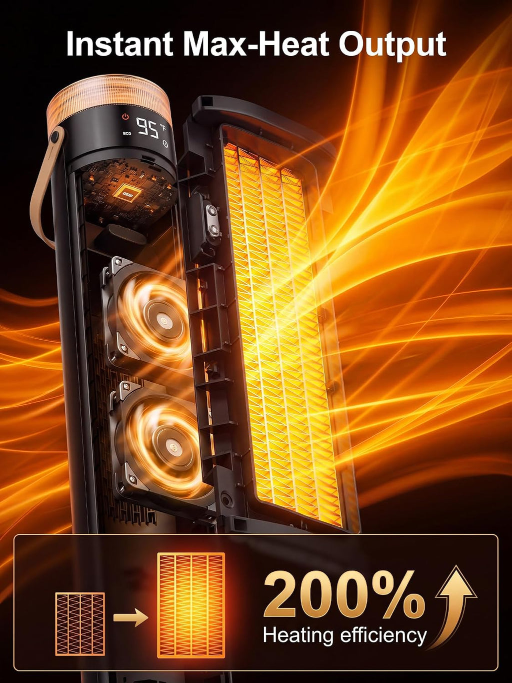 Uthfy 25'' Space Heaters for Indoor Use, 1500W Electric Heaters, 24H Timer
