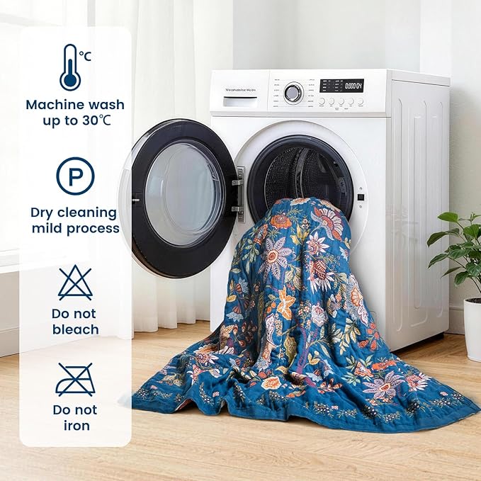 MSGKV Boho Throw Blanket for Couch 50"x60" 100% Cotton Floral Blanket Spring - Image 7