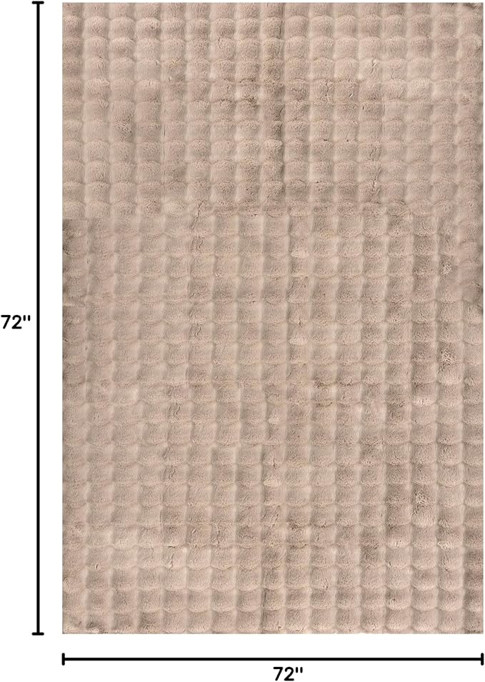 Nuloom Jeni Taupe, Solid Faux Rabbit, Fluffy and Cozy, High Traffic, Stain - Image 2