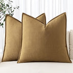 MIULEE Decorative Linen Pillow Covers 20x20 Inch Mustard Yellow ​Boho by MIULEE