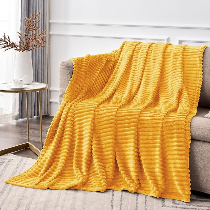 BEDELITE Fleece Throw Blanket for Couch – 3D Ribbed Jacquard Soft and Warm - Image 2