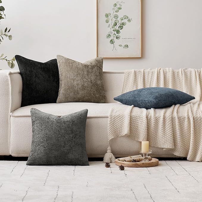 MIULEE Pack of 2 Couch Throw Pillow Covers 18x18 Inch Coastal Navy Blue Modern - Image 3