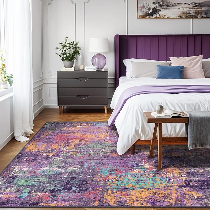 Washable Area Rugs 5'x8' Non-Slip Modern Abstract Soft - Image 3