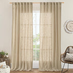 LAMIT Natural Linen Curtains 108 Inch by LAMIT