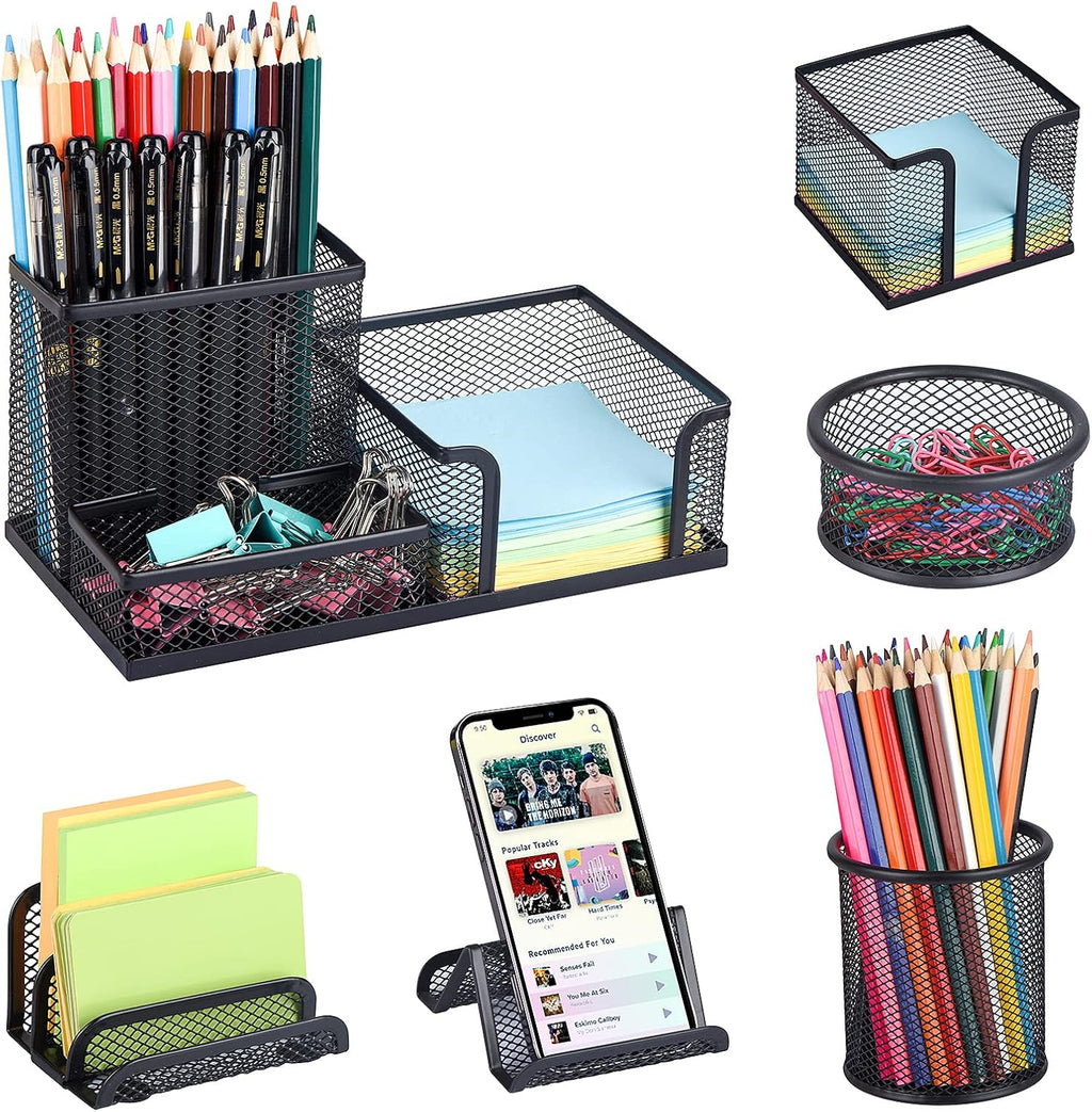 Desk Organizers set with Mesh Pen Holder Cup Office Supply(6 Piece set)