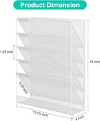 EasyPAG 5 Tier Wall File Holder, Mesh Hanging Folder Organizer with Classify Label, Versatile Desk File Holder, Vertical Wall Mounted Mail Organizer for Office Home Cubicle, White