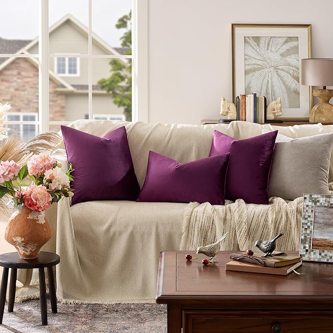 GIGIZAZA Decorative Throw Pillow Covers 16x16, Velvet Sofa Boho Cushion Pillows - Image 2