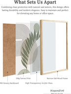 HesenDot 12x16in Boho Sage Green Botanical Natural OAK Wood Framed Wall Art