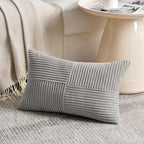 Fancy Homi 2 Packs Neutral Grey Lumbar Decorative Throw Pillow Covers 16x26 Inch - Image 2