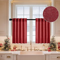 MIULEE Burgundy Red Kitchen Curtains 24 Inch Length 2 Panels, Soft Thick Linen by MIULEE