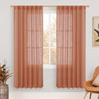LAMIT Terracotta Linen Boho Curtains 78 inch Length 2 Panels, Light Filtering by LAMIT