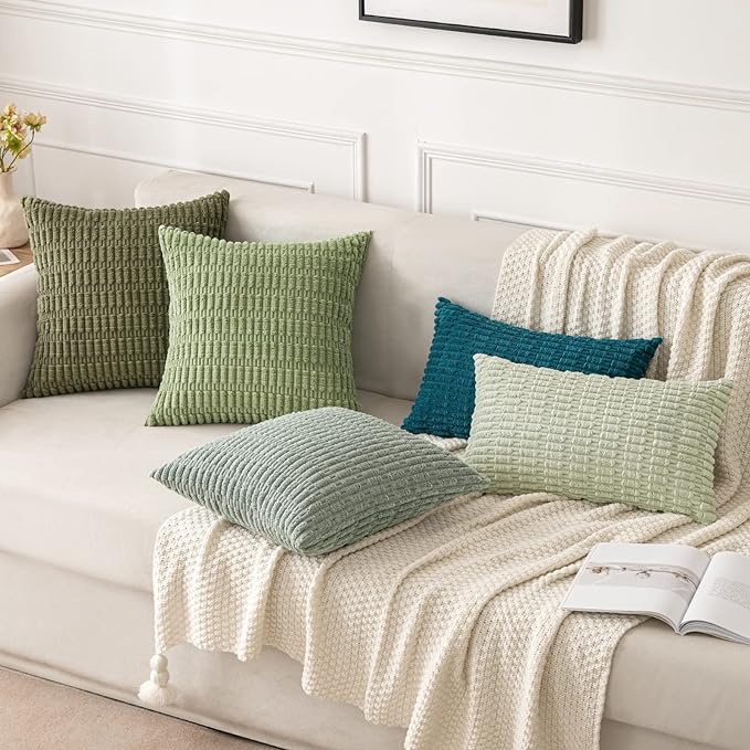 MIULEE Pack of 2 Spring Corduroy Decorative Throw Pillow Covers 18x18 Inch Soft - Image 5