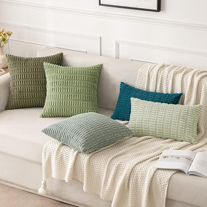 MIULEE Pack of 2 Spring Corduroy Decorative Throw Pillow Covers 18x18 Inch Soft - Image 4