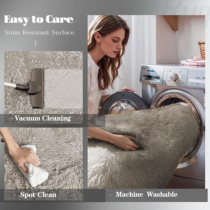 8x10 Area Rugs for Living Room: Fluffy Shag Soft Washable Rug Large Fuzzy Plush - Image 4