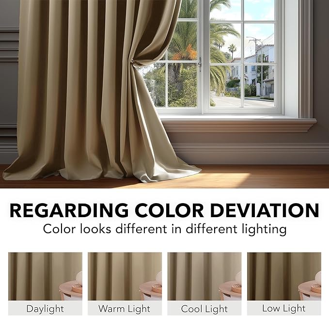 Deconovo Blackout Curtains, Thermal Insulated, W42 x L72 2 Panels, Back Tab - Image 6
