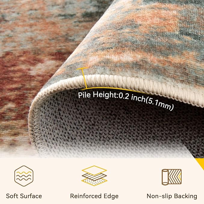 Washable Area Rugs 9'x12' Non-Slip Modern Abstract Soft - Image 4