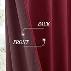 RYB HOME Burgundy Red Velvet Curtains - Image 5