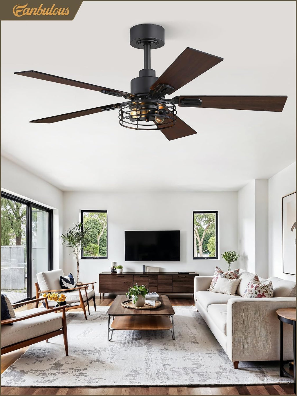 Fanbulous 42 Inch Farmhouse Rustic Ceiling Fan with Light & Remote