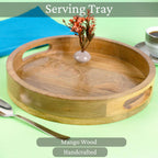 Round Wood Serving Tray, 12 in, Natural