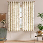 Lazzzy Linen Farmhouse Curtains Green Floral Curtains 63 Inch Length Back Tab - Image 2