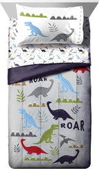Trend Collector Dinosaur Twin Comforter Set 5 Piece Kids Bedding, Gray