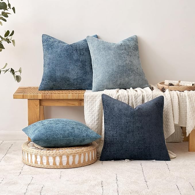 MIULEE Pack of 2 Couch Throw Pillow Covers 22x22 Inch Coastal Smoke Blue Modern - Image 5