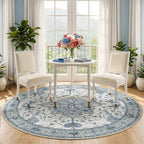 RELEANY Area Rugs 5ft Washable Non-Slip, Floral Vintage Distress Print Pattern - Image 3