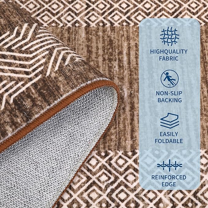Washable 2.5x10 Kitchen Runner Rug, Easy Clean Geometri Rugs - Image 4