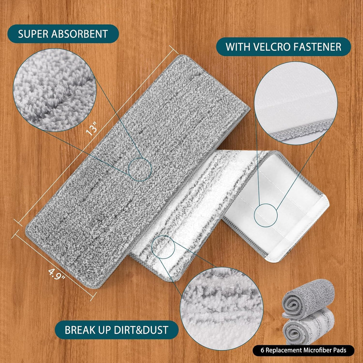 8 Pack Mop Replacement Pads Compatible with Joymoop Flat Mop