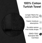 Chakir Turkish Linens 100% Cotton 6-Pack Washcloths 13x13, Black