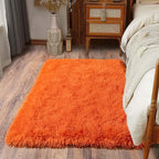 Soft Runner Rugs for Bedroom Hallways, 2x3 Orange Fluffy Shag Throw Area Rug by Ailyei