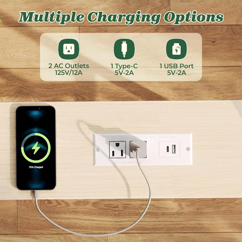 SUPERJARE 78.8 inch Narrow Behind Couch Table with Charging Stations