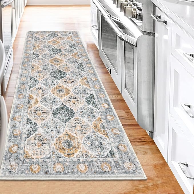 HEBE Hallway Runner Rug 2'x6' Washable Vintage Distressed Area Rugs Non Slip - Image 7