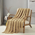 BOURINA Mustard Throw Blanket 50 x70 Inches Jacquard Argyle Throw Textured - Image 2