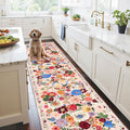 Pink/Beige Floral Hallway Runner Carpet Non-Slip, 2x10 Washable Rug Ultra-Thin by WelcometoBabovid